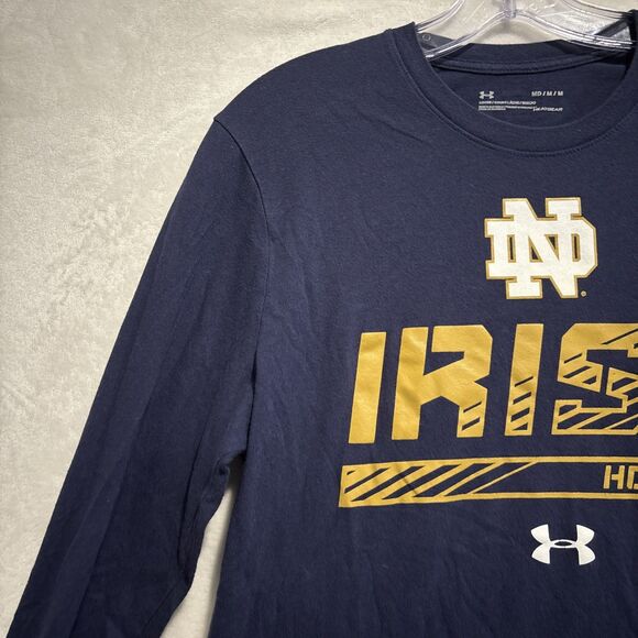 Under Armour Notre Dame Fighting Irish Hockey Long Sleeve Shirt Mens Medium Blue - Picture 2 of 12